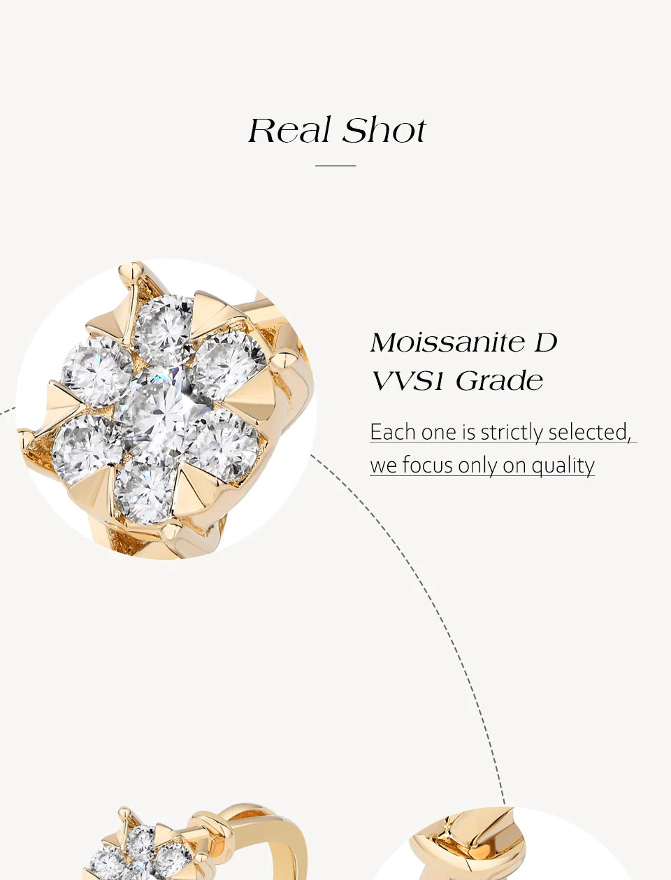 ATTAGEMS Classical  0.2ct Moissanite Ring For Women Flower Cluster Design D VVS1 925 Sterling Silver Wedding Rings Fine Jewelry