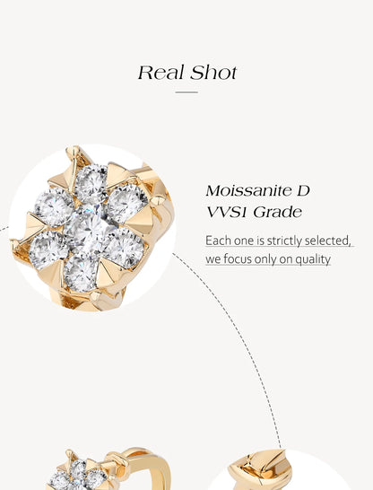 ATTAGEMS Classical  0.2ct Moissanite Ring For Women Flower Cluster Design D VVS1 925 Sterling Silver Wedding Rings Fine Jewelry