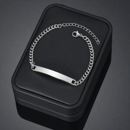 Stainless Steel Engrave Name Bracelet For Men Personalized  Nameplate Date DIY Bracelets For Male Boy Jewelry Birthday Gift