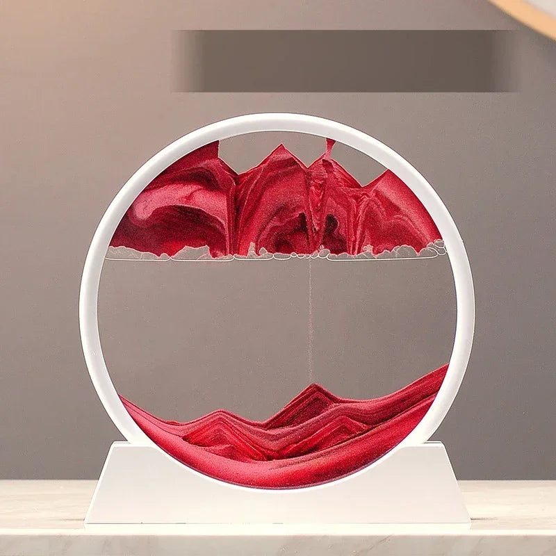 Sandscape Moving Sand Art Picture Round Glass Deep Sea Quicksand Craft Home Decor Gift 3D Liquid Hourglass Flowing Sand Painting