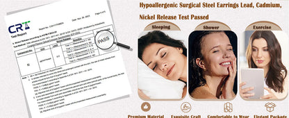 Drperfect Surgical Steel Earrings for Sensitive Ear Flat Back Hoop Cartilage Gold Plated CZ Studs for Women Multiple Piercing