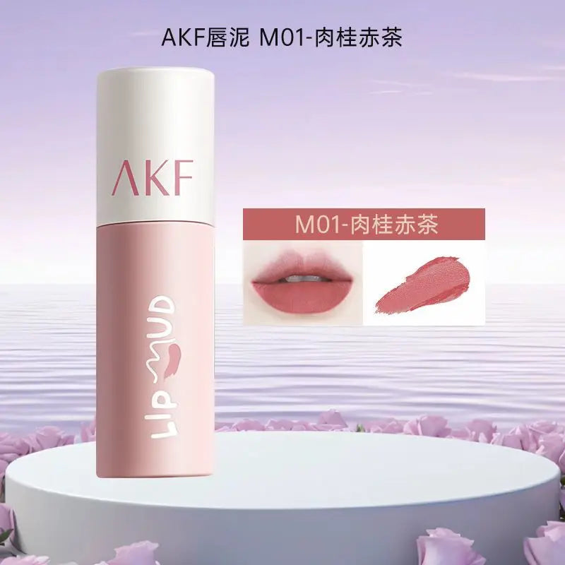 AKF Lip Mud Matte Velvet Soft Mist Lipstick Moisturizing Longlasting High Pigmented Lip Tint Lip Glaze Cosmetics Makeup