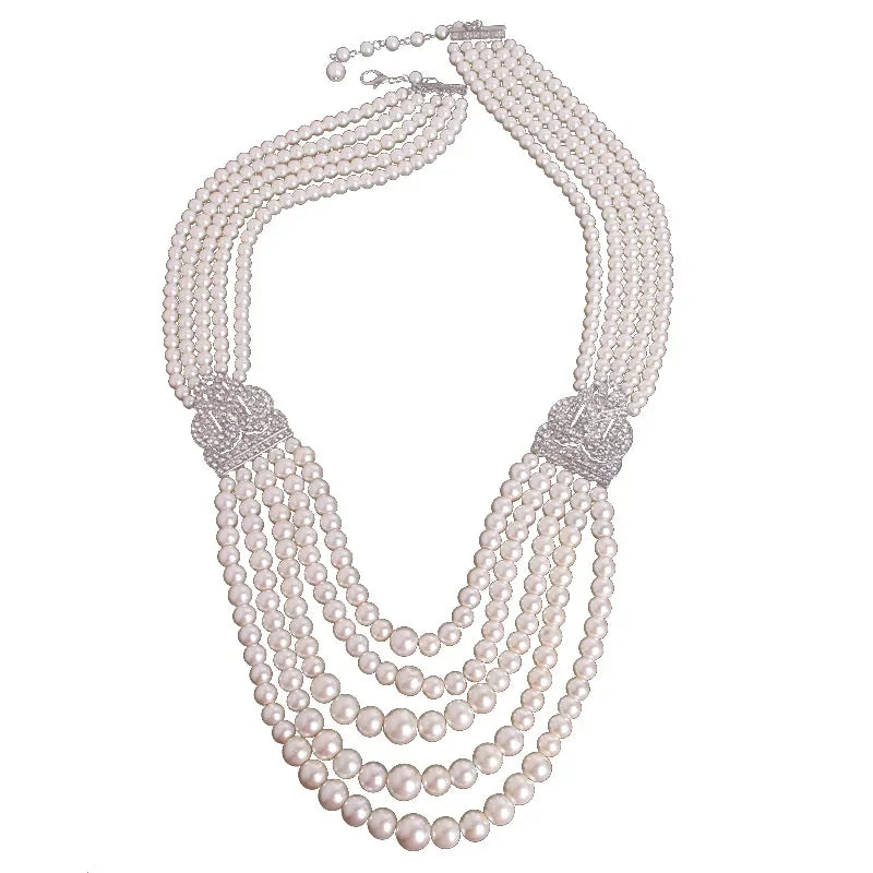 Elegant Crystal Multilayer Long Necklaces for Women Chokers Collier Femme Party Wedding Jewelry