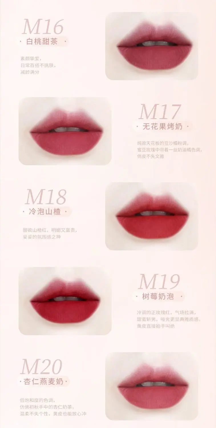 AKF Lip Mud Matte Velvet Soft Mist Lipstick Moisturizing Longlasting High Pigmented Lip Tint Lip Glaze Cosmetics Makeup