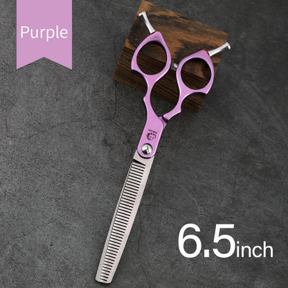 FIRELION Professional 440C 6.0/6.5 Inch Colorful Dog Grooming Scissors Pet Curved Scissors for Cutting Dogs Hair