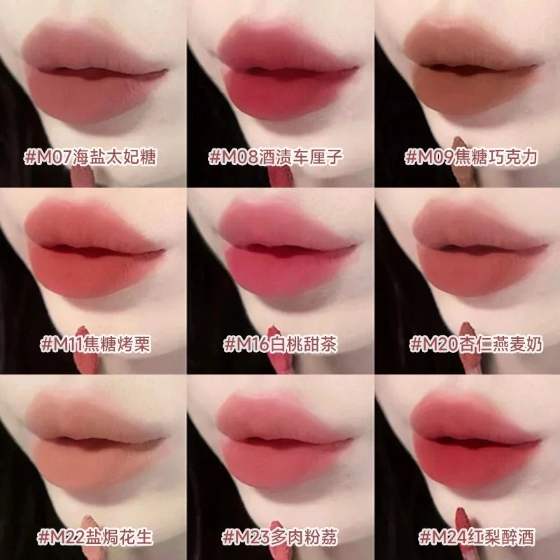 AKF Lip Mud Matte Velvet Soft Mist Lipstick Moisturizing Longlasting High Pigmented Lip Tint Lip Glaze Cosmetics Makeup