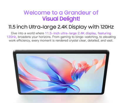 Blackview MEGA 1 Tablet - 11.5" 2.4K 120Hz Display 8GB 256GB 50MP+13MP Camera 8800mAh 33W Fast Charging