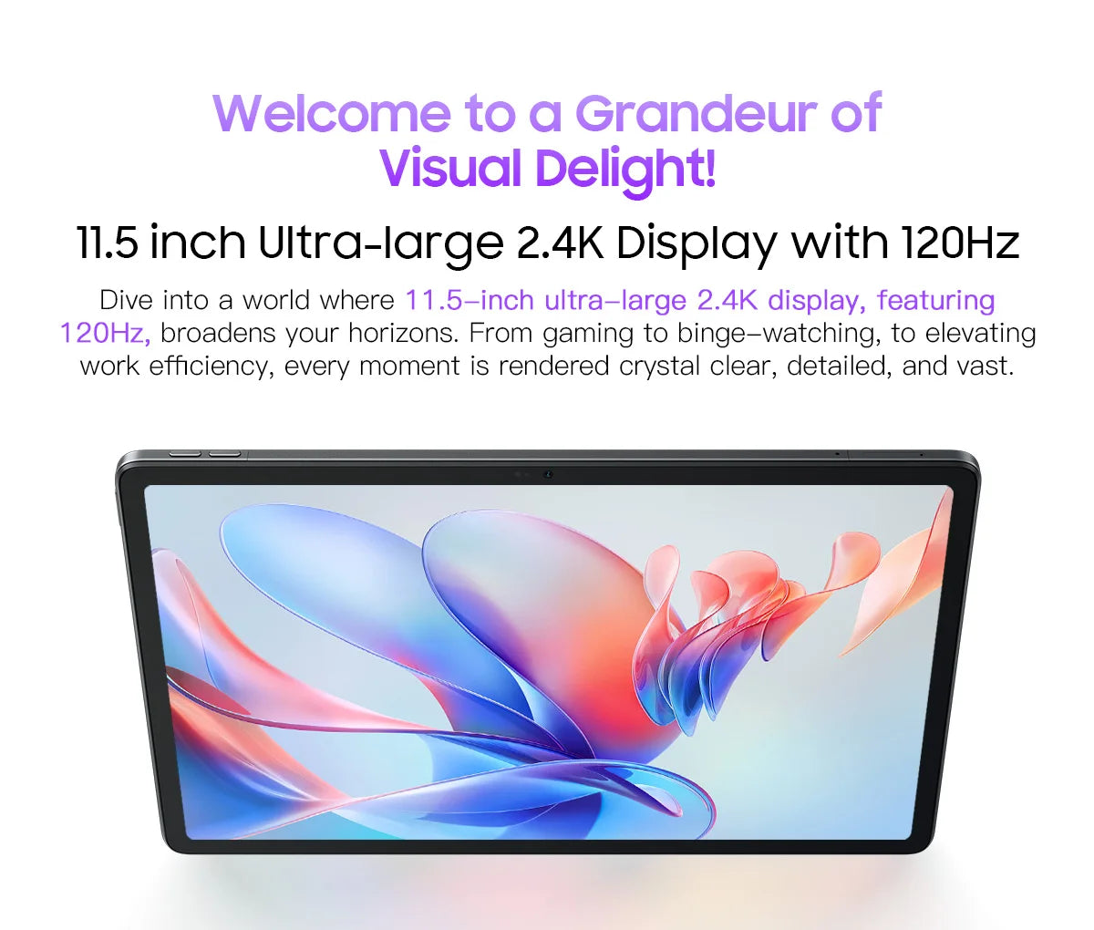 【World Premiere】Blackview MEGA 1 Tablet 11.5 inch 2.4K 120Hz Display 8GB 256GB 50MP+13MP Camera 8800mAh 33W Fast Charging Pad P