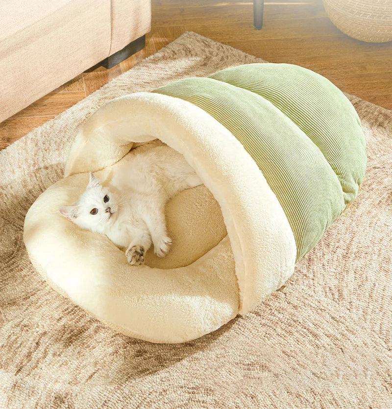 Winter Warm Pet Cat Bed Soft Plush Cat Cave Bed Enclosed Kitten House Pet Sleeping Bed for Cats Small Dogs Pet Supplies