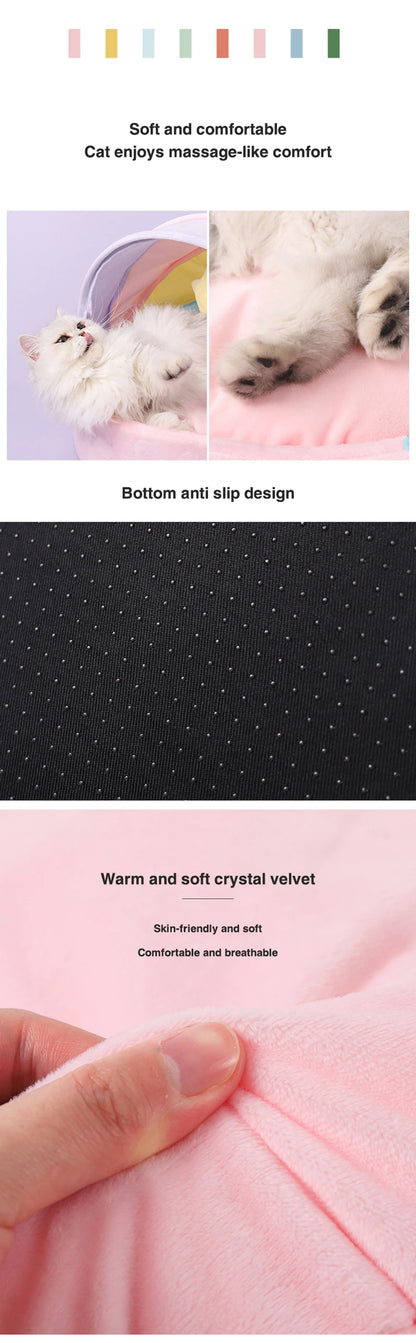 Cat House Bed Cute Cat Bed Rainbow Tent Pet Dog Sleeping Pad Winter Warm Deep Sleep Cat Nest Comfortable Breathable Cat House