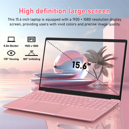15.6" Narrow Bezel Laptop – Intel Celeron N5095, Up to 32GB RAM & 2TB SSD, Windows 11, Fingerprint Unlock