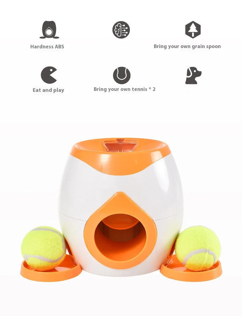Dog Tennis Ball Food Reward Machine, Interactive Puzzle Toy with Slow Food Dispenser,Outdoor Training Toys Ball Launcher For Pet