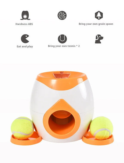 Dog Tennis Ball Food Reward Machine, Interactive Puzzle Toy with Slow Food Dispenser,Outdoor Training Toys Ball Launcher For Pet