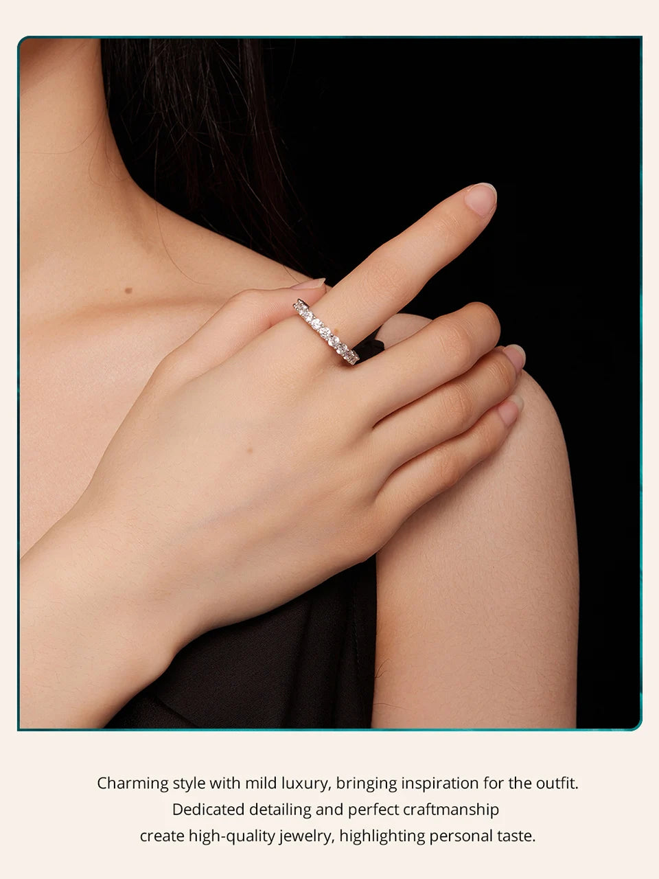 BAMOER Moissanite Ring Full Eternity Band for Women 925 Sterling Silver Diamond Wedding Engagement Ring