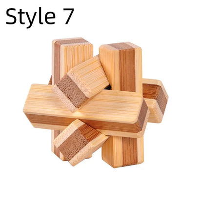 Wooden Kong Ming Lu Ban Lock – 3D IQ Brain Teaser Montessori Puzzle Toy for Kids & Adults