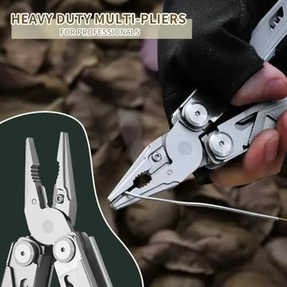 TRALOW Multi Functional Tool Pliers 28 in 1 Stainless Steel Foldable with Thread Cutter Knife Saw Screwdriver for Camping Repair