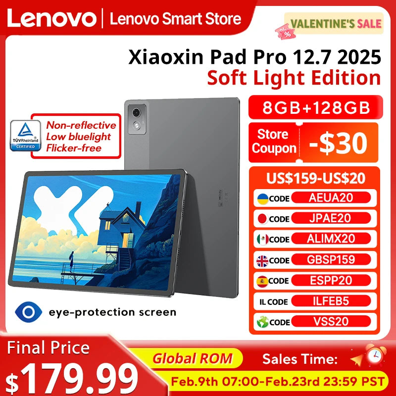 New Lenovo Xiaoxin Pad Pro 12.7 2025 Soft Light Edition Screen 10200mAh Dimensity 8300 Comfortable Visual Tablet Android PC