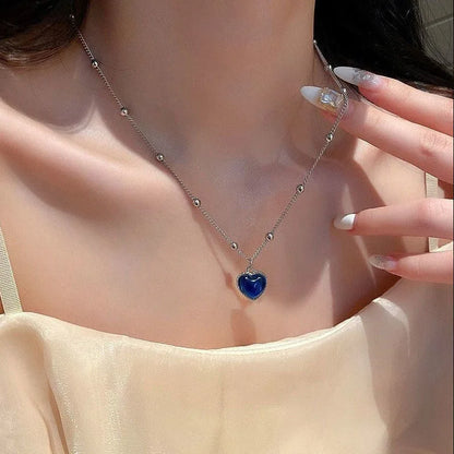 Sweet Kpop Colored Zircon Square Rhinestone Pendant Necklace For Women Y2K Korean Fashion Hoop Metal Choker Collar Jewelry Gift