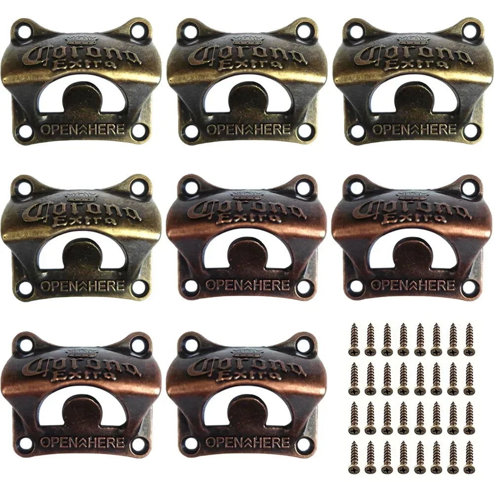 1/2/4/8pcs Bottle Opener Wall Mounted Retro BBQ DIY Solid Beer Opener Tools Bar Decorative Beer Opener Kitchen Gadgets