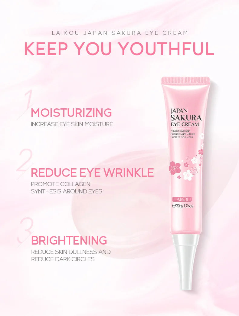 LAIKOU Sakura Eye Cream Anti Dark Circles Remove eye Bags Moisturizing Anti-aging Beauty Health Eyes Skin Care Cosmetics