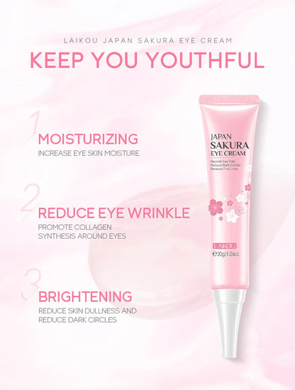 LAIKOU Sakura Eye Cream Anti Dark Circles Remove eye Bags Moisturizing Anti-aging Beauty Health Eyes Skin Care Cosmetics