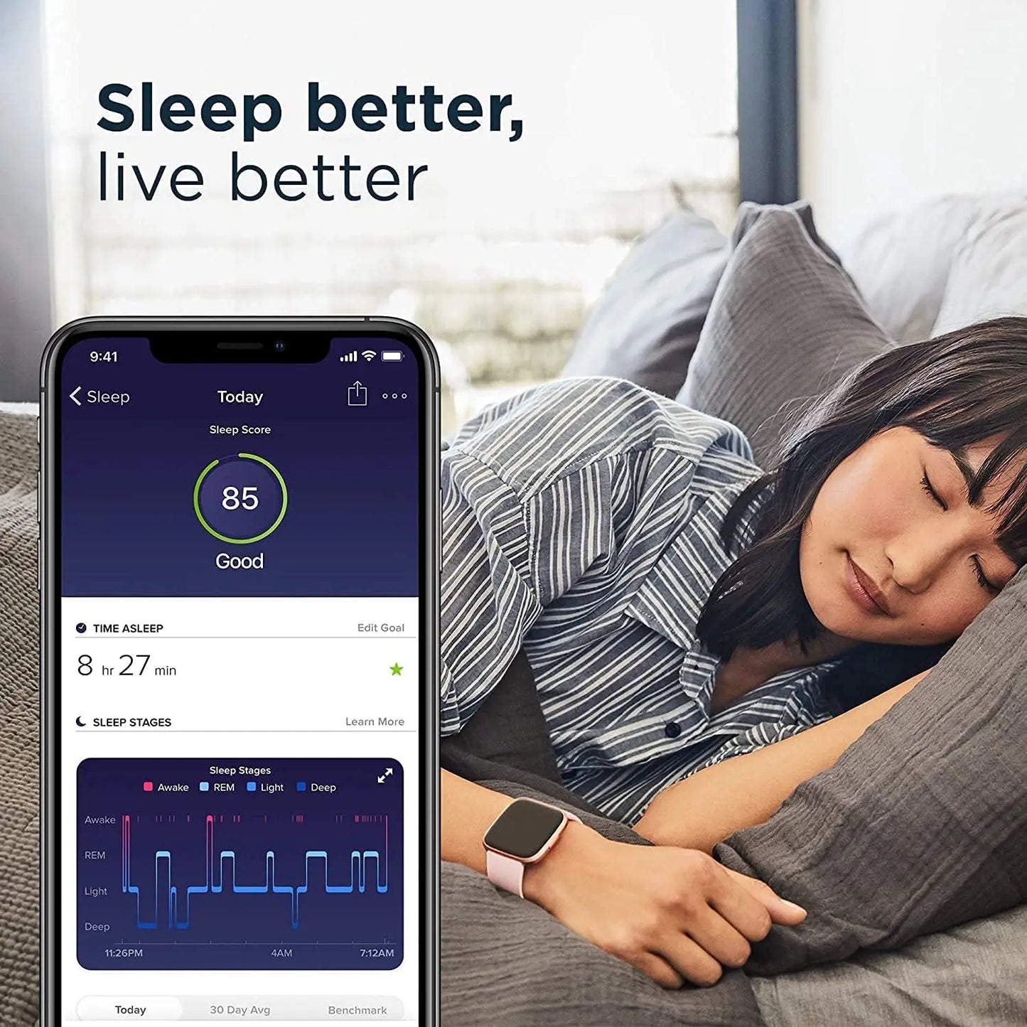 Versa 2 Smartwatch – Heart Rate, Voice Assistant, Sleep & Swim Tracking, Black/Carbon