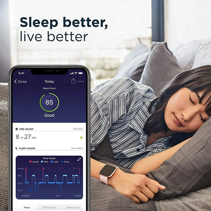 Versa 2 Smartwatch – Heart Rate, Voice Assistant, Sleep & Swim Tracking, Black/Carbon