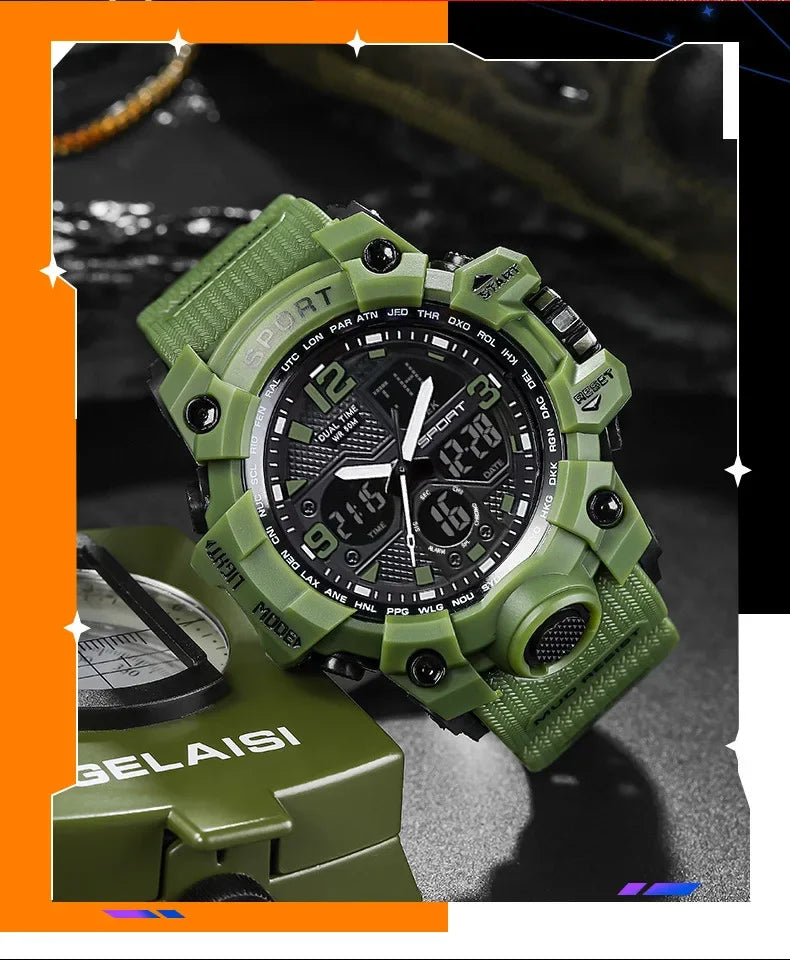 Hot shopping Teenage Men's Junior High School Student Fashion Trend Black Technology Sports Glow Men's Electronic Watch