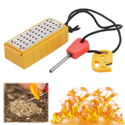 Stainless Steel Outdoor Flint Outdoor Survival Camping Fire Starter Tinder Making Tool Emergency Fire Start Device w/Safety Rope
