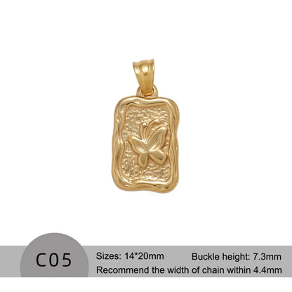 RHYOSNG Vintage Jewelery Stainless Steel 18K PVD Plated Golden Charm Round Portrait Key Moon Only Pendant For Women DIY Necklace
