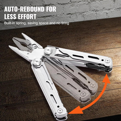 TRALOW Multi Functional Tool Pliers 28 in 1 Stainless Steel Foldable with Thread Cutter Knife Saw Screwdriver for Camping Repair