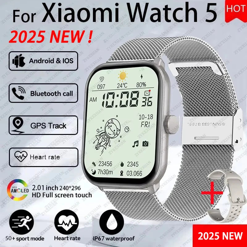 For Xiaomi Watch 5 Smart Watch Men HD AMOLED Display Heart Rate Bluetooth Call GPS Tracking Waterproof Sports Women Smart Watch