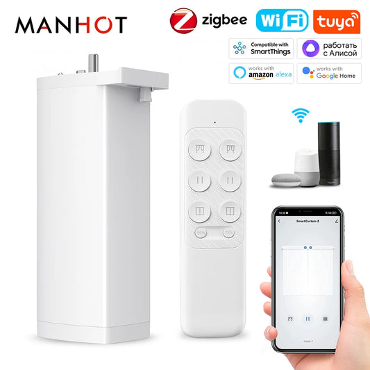 Tuya 155MM 4rd Smart Zigbee/WiFi Electric Shutter Curtain Motor Silent Motor with Remote APPVoice Control With Alexa Google Home