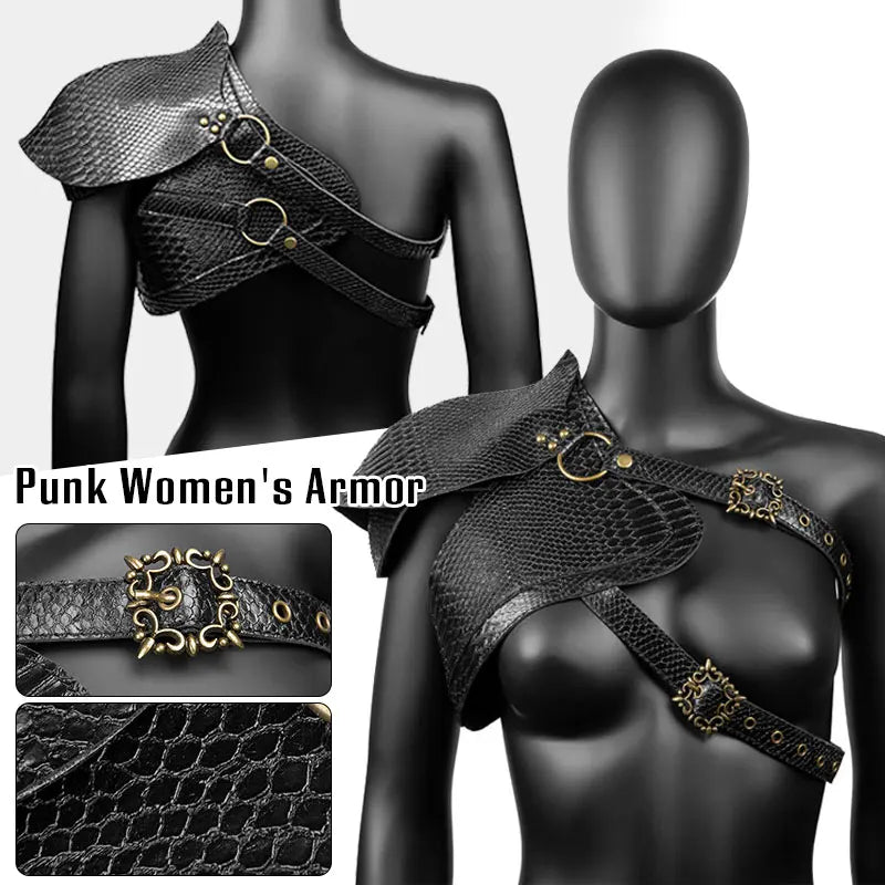 New European Medieval Steampunk Women's Armor Vest PU Leather Punk Shawl Halloween Cloak Female Makeup Dress Party Cosplay Props