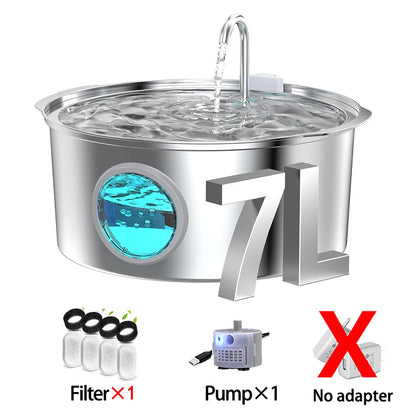 7L Large Capacity Cat Water Fountain,Pet Water Dispenser With Filter,Dog Drinking Fountain For Cats Dogs,Ultra Quiet Water Pump