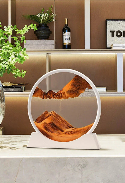 Sandscape Moving Sand Art Picture Round Glass Deep Sea Quicksand Craft Home Decor Gift 3D Liquid Hourglass Flowing Sand Painting