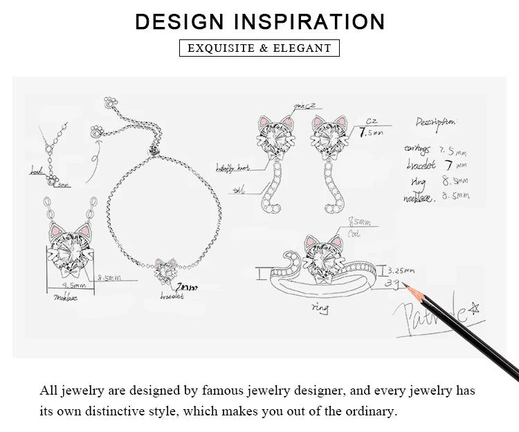 JewelryPalace New Arrival Love Cat Wagging Tail 4ct Round Gemstone 925 Sterling Silver Dangle Stud Earrings for Woman Girl Gift