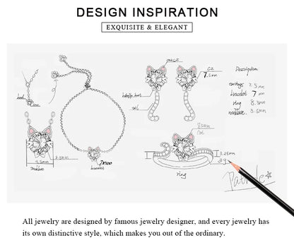 JewelryPalace New Arrival Love Cat Wagging Tail 4ct Round Gemstone 925 Sterling Silver Dangle Stud Earrings for Woman Girl Gift