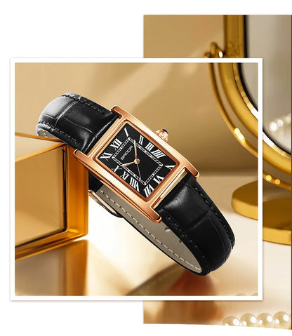 SANDA Luxury Tank Couple Watch Wear Resistant Leather Strap Square Dial Waterproof Sport Casual Women Men Quartz Watches Reloj