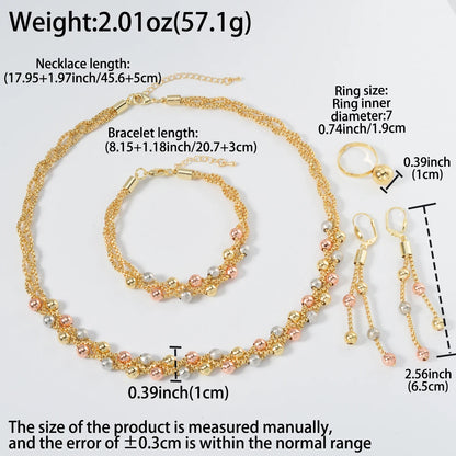 Pearl Pendant 4pcs Jewelry Set – Necklace, Bracelet, Earrings & Ring