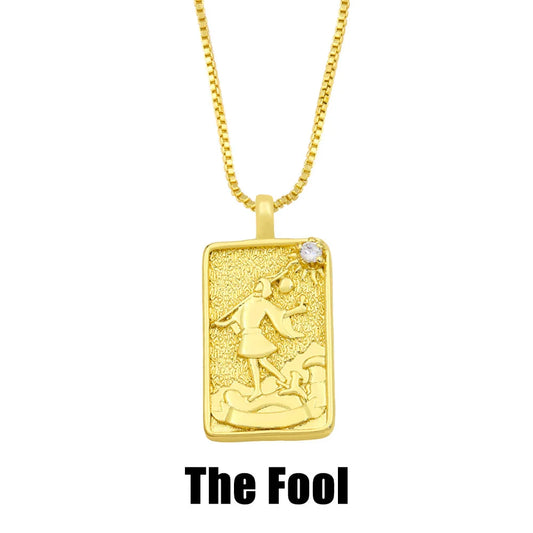 Tarot necklace Creative retro trend rectangular diamond necklace