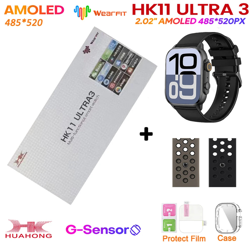 New HK11 ULTRA 3 MAX Smartwatch 2025 49mm HD AMOLED 4G ROM Bluetooth Network Call Robot Clock NFC Compass Smart Watch Men Women