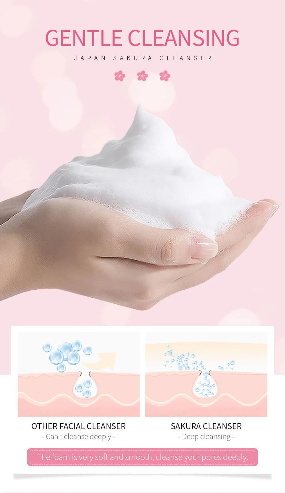 LAIKOU Sakura Facial Cleanser 50g – Deep Cleansing, Brightening & Moisturising