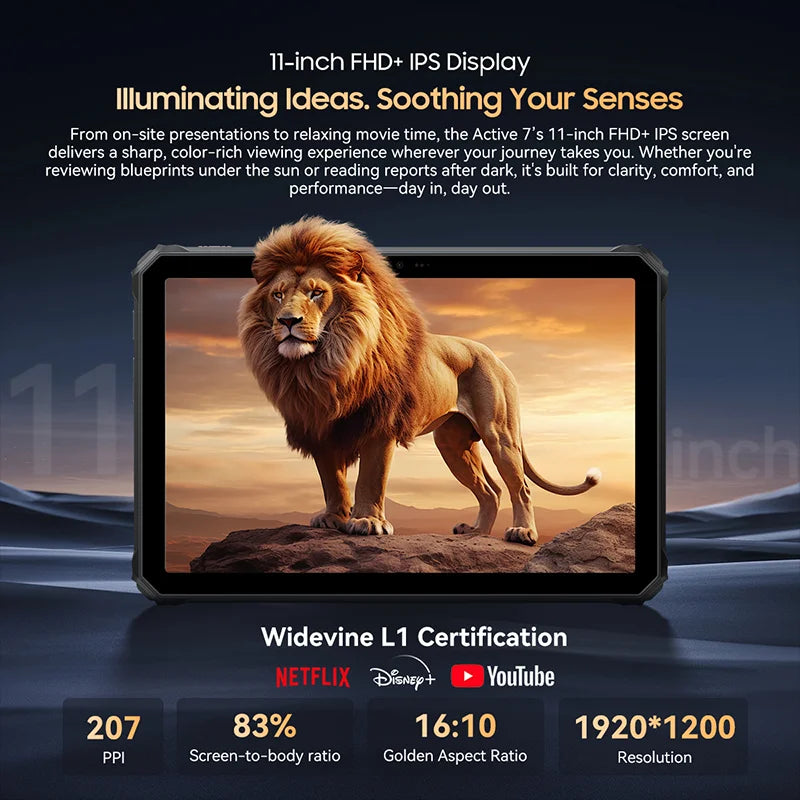 Blackview Active 7 RuggedTablet 11-inch  FHD+ Display Octa-core Android IP68&IP69K 10000mAh 45W Charger Outdoor Pad PC