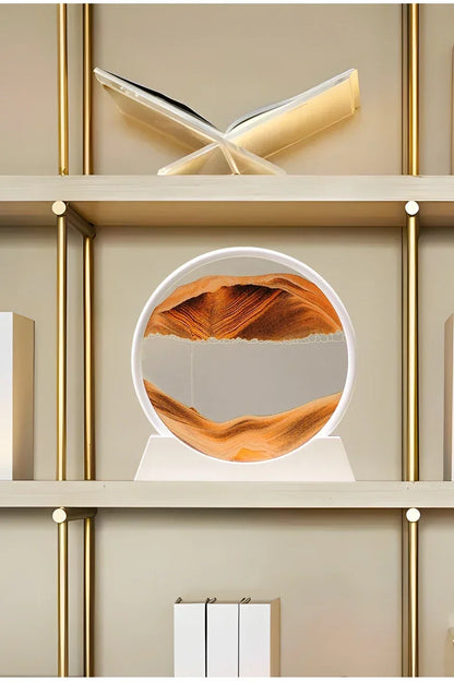 Sandscape Moving Sand Art Picture Round Glass Deep Sea Quicksand Craft Home Decor Gift 3D Liquid Hourglass Flowing Sand Painting