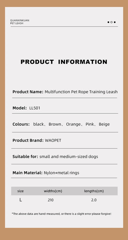 Dog Leashes Solid Durable And Super Tensile Force Dog Rope Colorful Multifunctional Luxury Handmade Leash For Medium Large Dogs