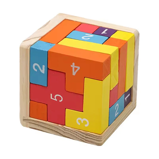 3D Luban Interlocking Cube Puzzle – Wooden Brain Teaser Educational Toy for Kids