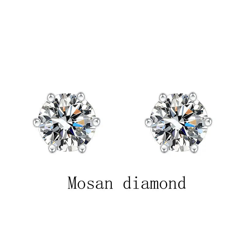 TEN CARATS 0.5ct-3ct D Color Certified Moissanite Stud Earrings Lab Created Diamond 925 Sterling Silver  Wedding