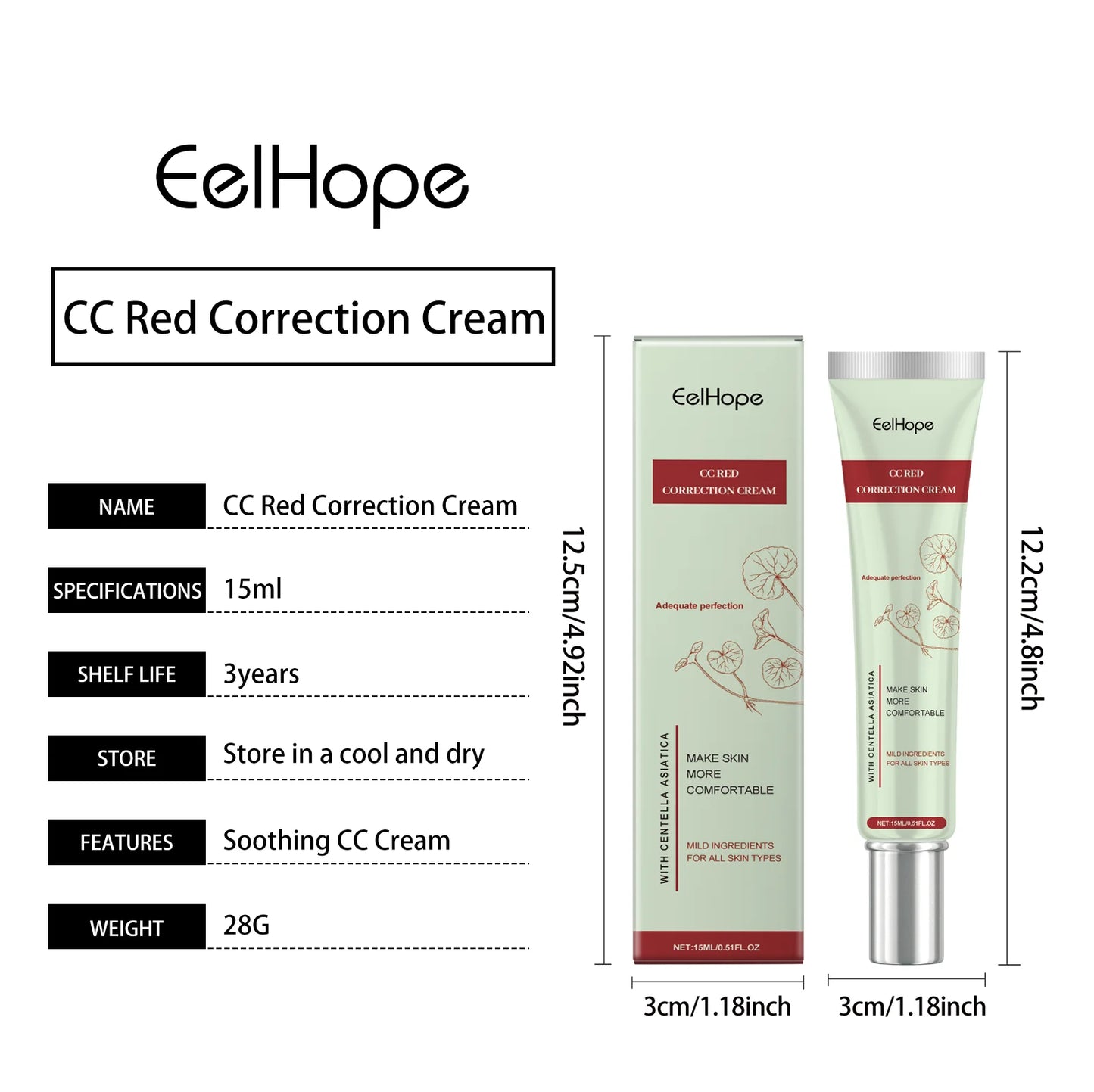 Centella Asiatica CC Cream Foundation Color Correcting Facial Repair BB Cream Full Coverage Natural Concealer Whitening Liquid