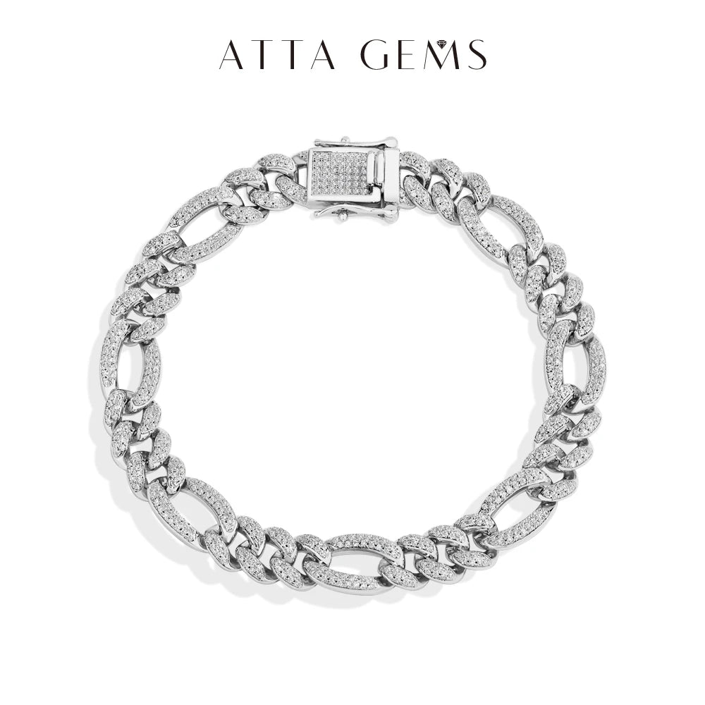 ATTAGEMS 2025New Full Moissanite Cuba Chain for ManWomen 925 Sterling Silver 18kGold Plated Classic Tennis Bracelet Fine Jewelry
